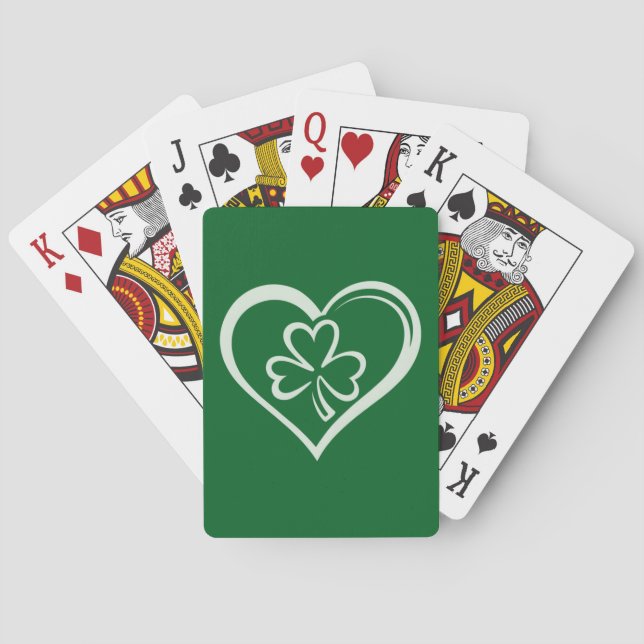 Saint Patrick's Day Funny Shamrock Heart Irish  Playing Cards (Back)