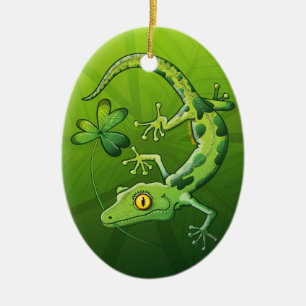 Saint Patrick's Day Gecko Ceramic Tree Decoration