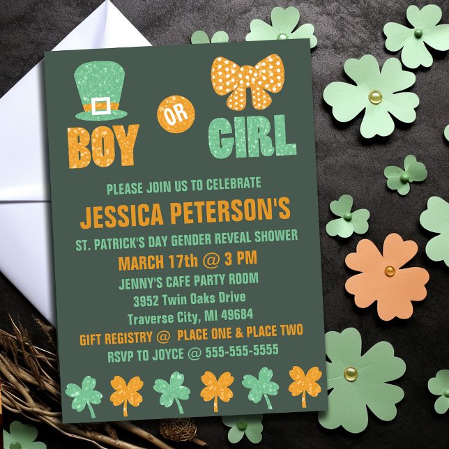 Saint Patrick's Day Gender Reveal Invitations (Saint Patrick's Day Gender Reveal Invitations
)