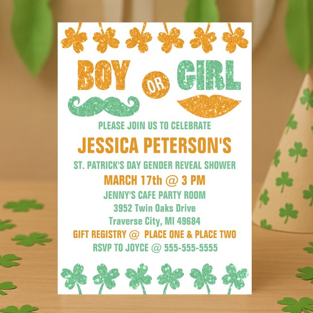 Saint Patrick's Day Gender Reveal Invitations (Saint Patrick's Day Gender Reveal Invitations
)