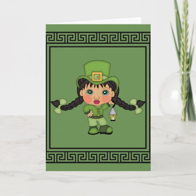 Saint Patrick's Day Girl Leprechaun Card (Front)