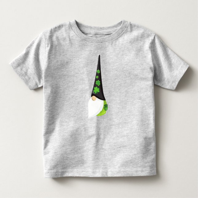 Saint Patrick's Day Gnome, Cute Gnome, Clovers Toddler T-Shirt (Front)