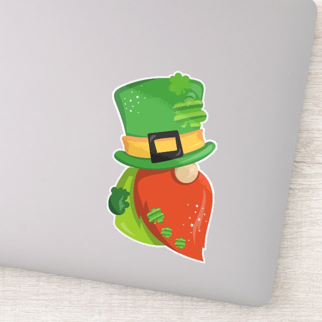 Saint Patrick's Day Gnome, Leprechaun Hat, Clovers (Detail)