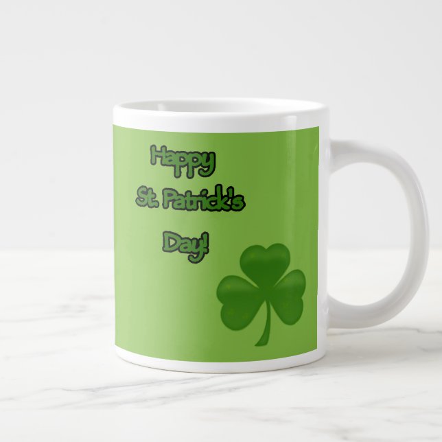 Saint Patrick's Day, Green Clovers, Lucky Clovers Large Coffee Mug (Right)