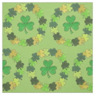 Saint Patrick's Day Green Shamrock Wreath Lucky Fabric