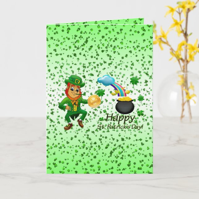 Saint Patrick's Day Greeting Card Leprechaun (Yellow Flower)