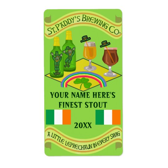 Saint Patrick's Day Home Brew Beer Bottle Label Shipping Label