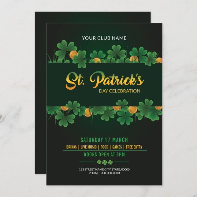 Saint Patricks Day Invitation (Front/Back)