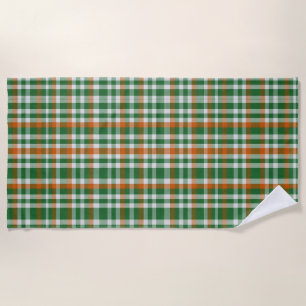 Saint Patrick's day Ireland Flag coloured gingham Beach Towel