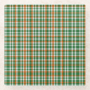 Saint Patrick's day Ireland Flag coloured gingham Glass Coaster