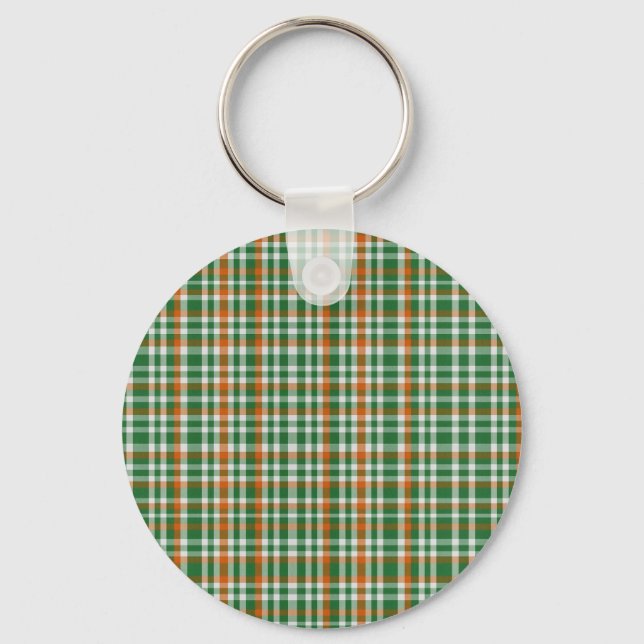  Saint Patrick's day Ireland Flag coloured gingham Key Ring (Front)