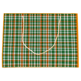 Saint Patrick's day Ireland Flag coloured gingham Large Gift Bag