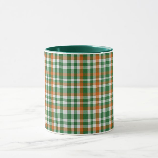  Saint Patrick's day Ireland Flag coloured gingham Mug (Center)