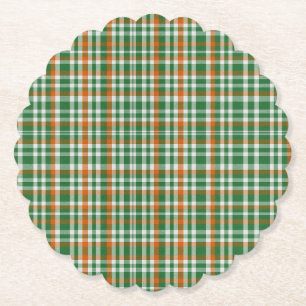Saint Patrick's day Ireland Flag coloured gingham Paper Coaster