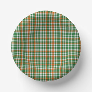 Saint Patrick's day Ireland Flag coloured gingham Paper Plate