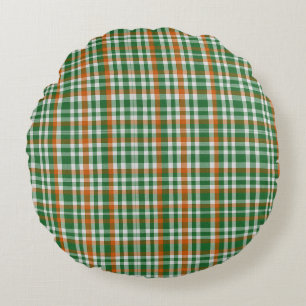 Saint Patrick's day Ireland Flag coloured gingham Round Cushion