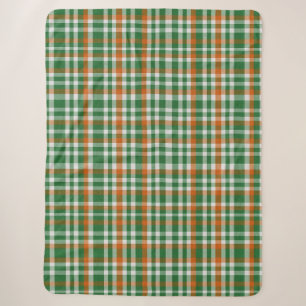 Saint Patrick's day Ireland Flag coloured gingham Sherpa Blanket