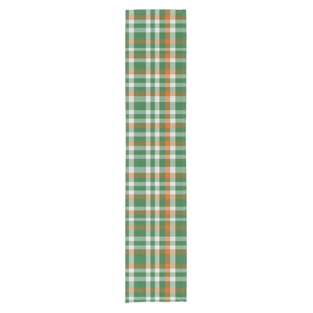  Saint Patrick's day Ireland Flag coloured gingham Short Table Runner (Front)
