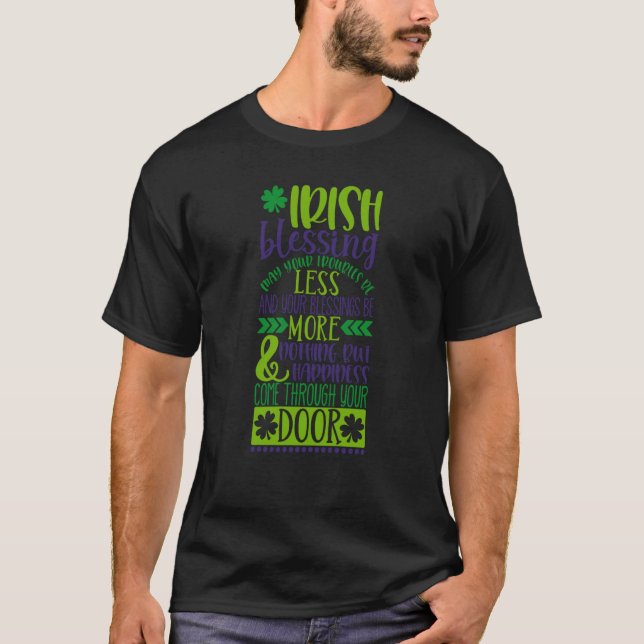 Saint Patrick's Day Irish Blessing Lucky Charm Pad T-Shirt (Front)