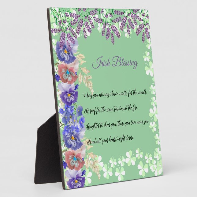 Saint Patrick's Day Irish Blessing Shamrock Clover Plaque (Side)