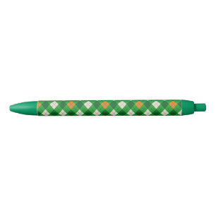 Saint Patrick's Day Irish colored argyle Black Ink Pen