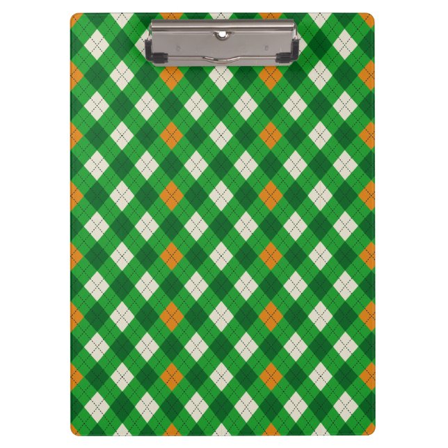  Saint Patrick's Day Irish colored argyle Clipboard (Front)