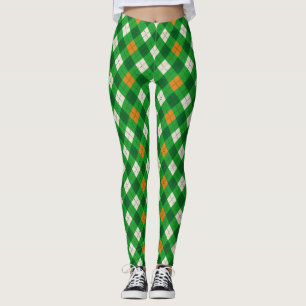  Saint Patrick's Day Irish colored argyle Leggings