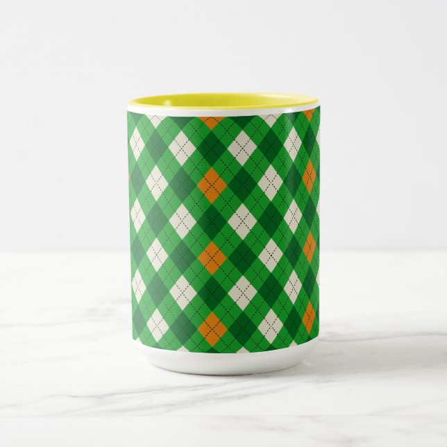  Saint Patrick's Day Irish colored argyle Mug (Center)