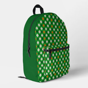 Saint Patrick's Day Irish colored argyle Printed Backpack