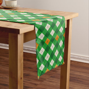 Saint Patrick's Day Irish colored argyle Short Table Runner