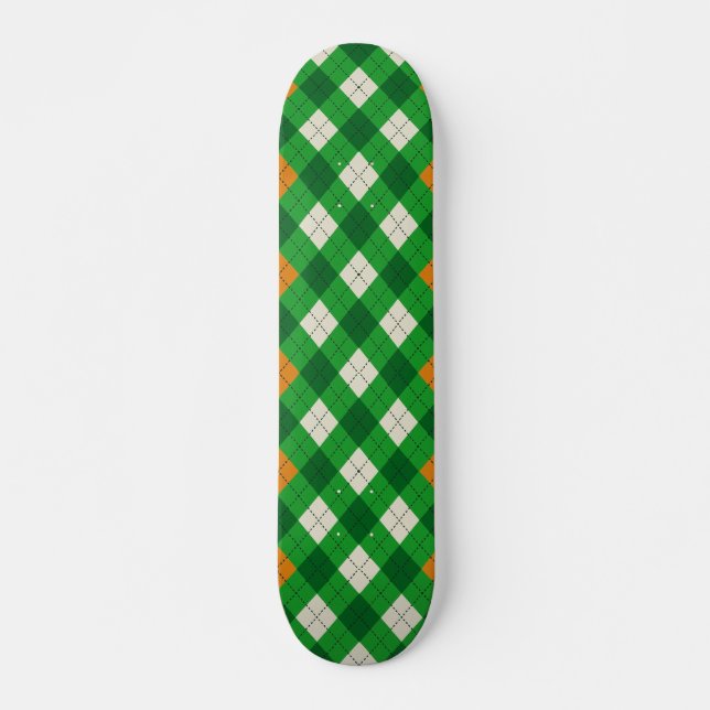  Saint Patrick's Day Irish colored argyle Skateboard (Front)