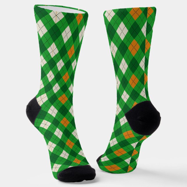  Saint Patrick's Day Irish colored argyle Socks (Angled)
