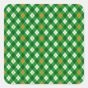 Saint Patrick's Day Irish colored argyle Square Sticker