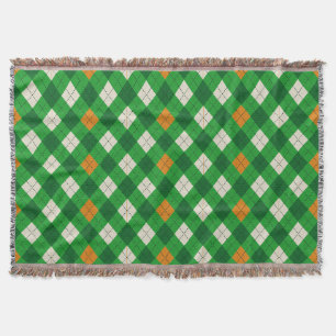 Saint Patrick's Day Irish coloured argyle Throw Blanket