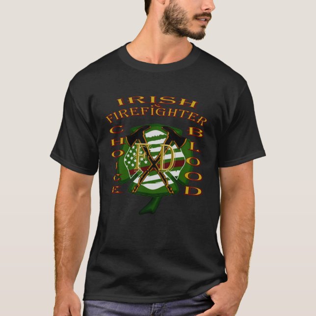 Saint Patrick's Day IRISH & FIREFIGHTER T-Shirt (Front)