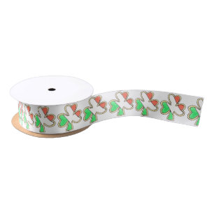 Saint Patrick's Day Irish Flag Shamrock Cookie Satin Ribbon