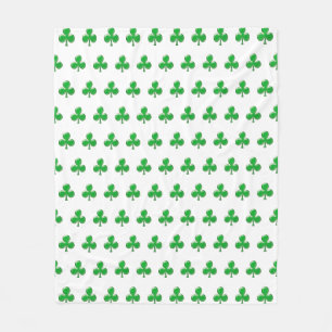 Saint Patrick's Day Irish Green Clover Shamrock Fleece Blanket