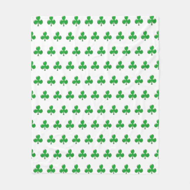 Saint Patrick's Day Irish Green Clover Shamrock Fleece Blanket (Front)