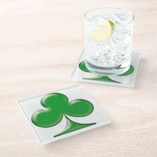 Saint Patrick's Day Irish Green Clover Shamrock Glass Coaster