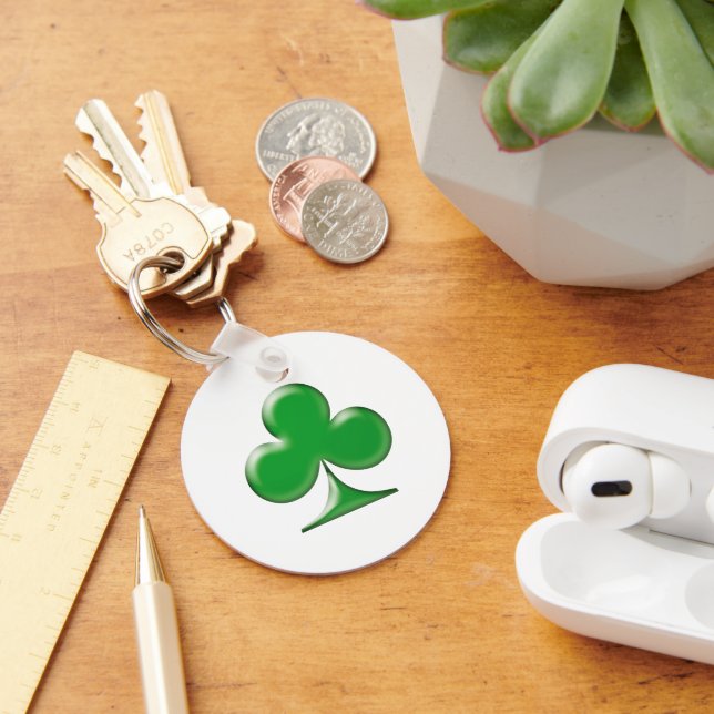 Saint Patrick's Day Irish Green Clover Shamrock Key Ring (Desk)