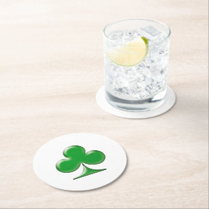 Saint Patrick's Day Irish Green Clover Shamrock Round Paper Coaster