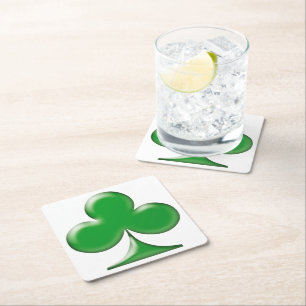 Saint Patrick's Day Irish Green Clover Shamrock Square Paper Coaster