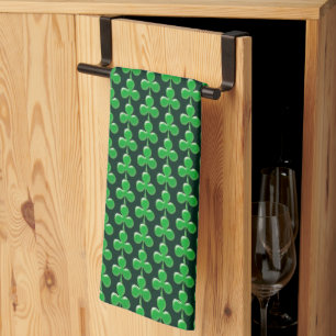 Saint Patrick's Day Irish Green Clover Shamrock Tea Towel