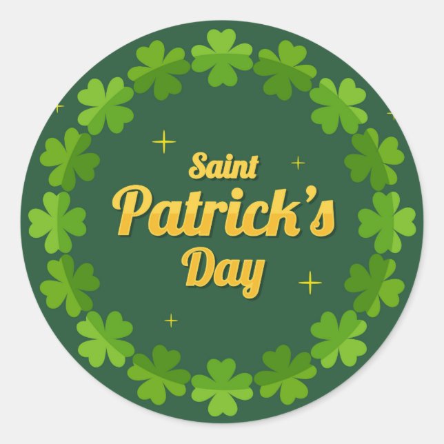 Saint Patrick's Day Irish Green Shamrock Classic Round Sticker (Front)