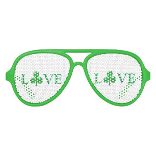 Saint Patrick's Day Irish Love Clover shamrock Aviator Sunglasses