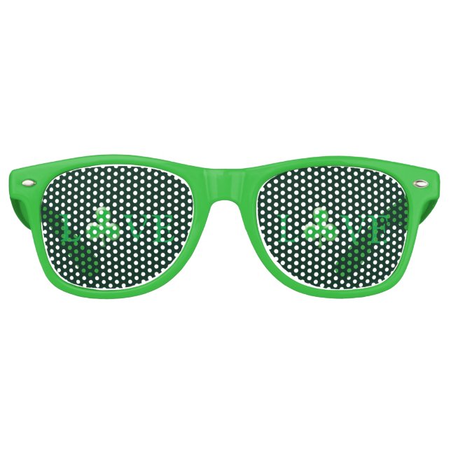 Saint Patrick's Day Irish Love Clover shamrock Retro Sunglasses (Front)