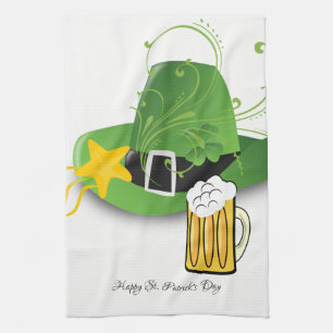 Saint Patrick's Day Kitchen Hand Towel Hat Beer