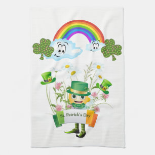 Saint Patrick's Day Kitchen Hand Towel Leprechaun