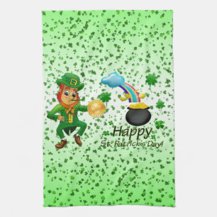 Saint Patrick's Day Kitchen Hand Towel Leprechaun