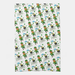 Saint Patrick's Day Kitchen Hand Towel Leprechaun